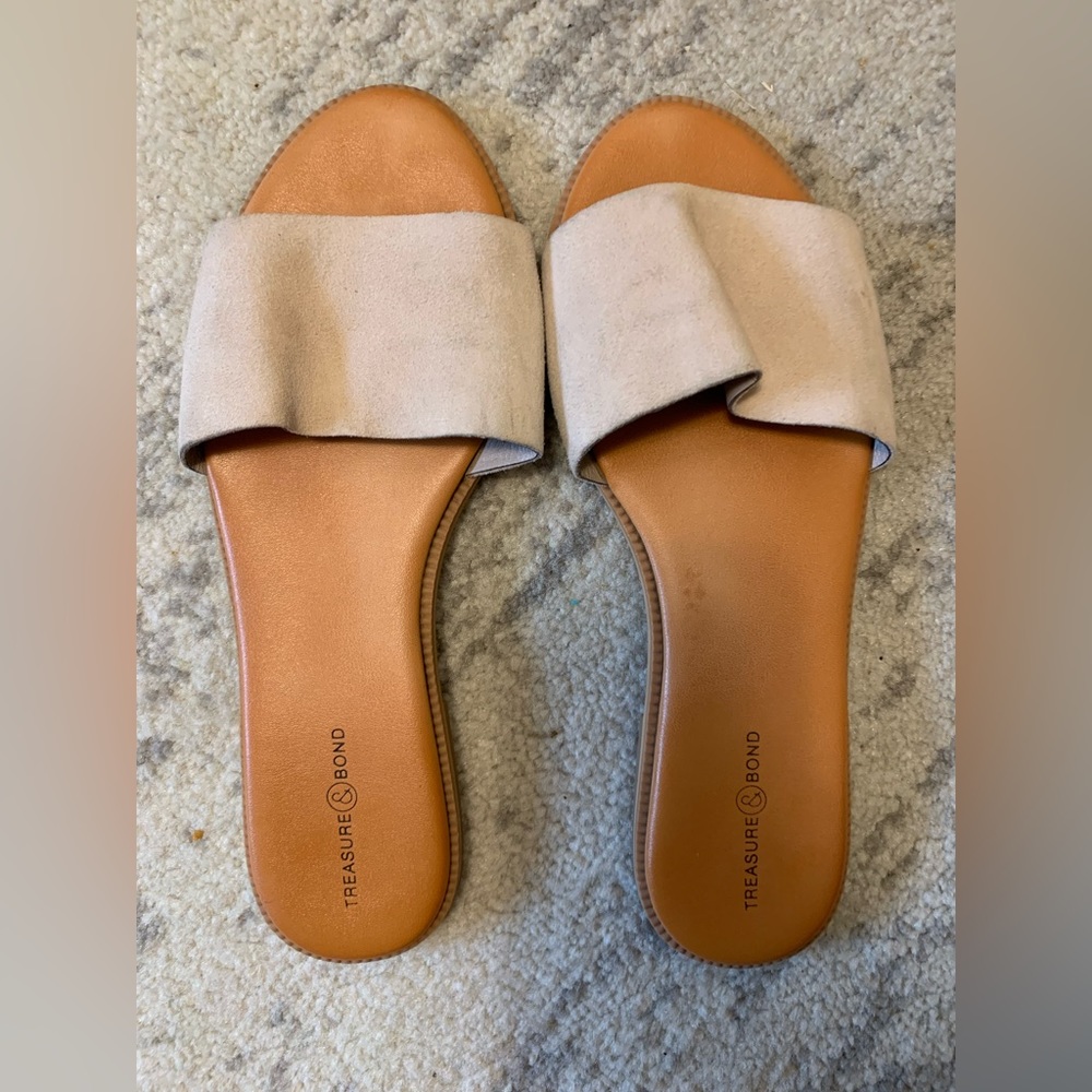 Nude suede sandals